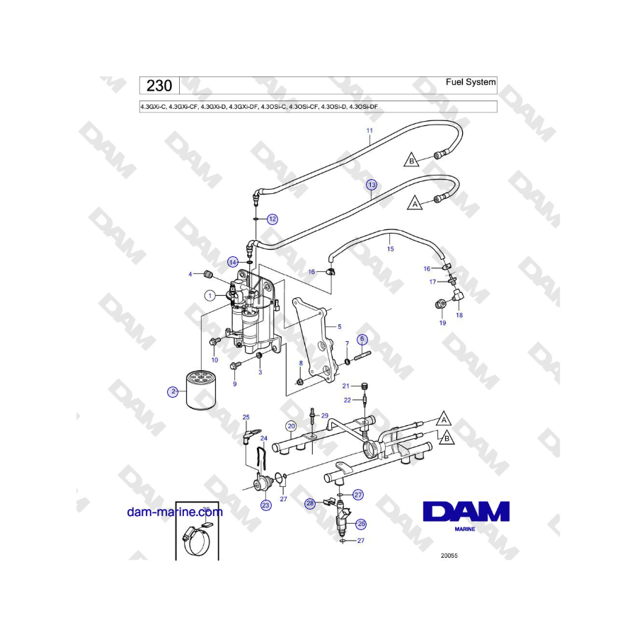 Volvo Penta 4.3GXi-C, 4.3GXi-CF, 4.3GXi-D, 4.3GXi-DF - Fuel System