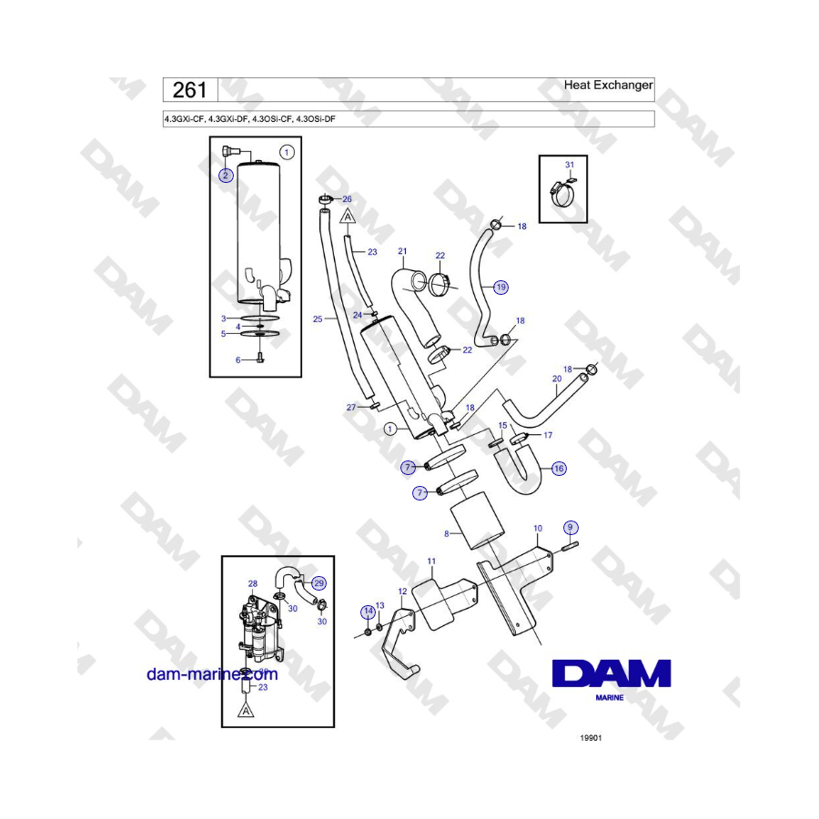 Volvo Penta 4.3GXi-CF, 4.3GXi-DF, 4.3OSi-CF, 4.3OSi-DF - Heat Exchanger