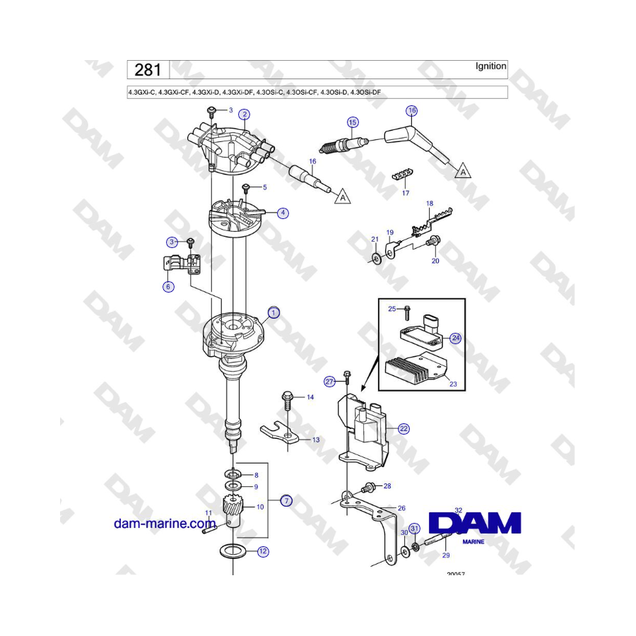 Volvo Penta 4.3GXi-C, 4.3GXi-CF, 4.3GXi-D, 4.3GXi-DF, 4.3OSi-C, 4.3OSi-CF, 4.3OSi-D, 4.3OSi-DF - Ignition