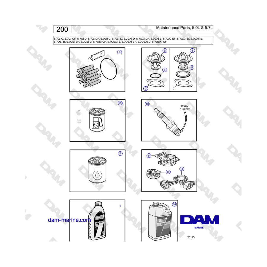 Volvo Penta  5.7GXi-E, 5.7GXi-EF, 5.7GXiI-D, 5.7GXiI-E - Maintenance Parts, 5.0L & 5.7L