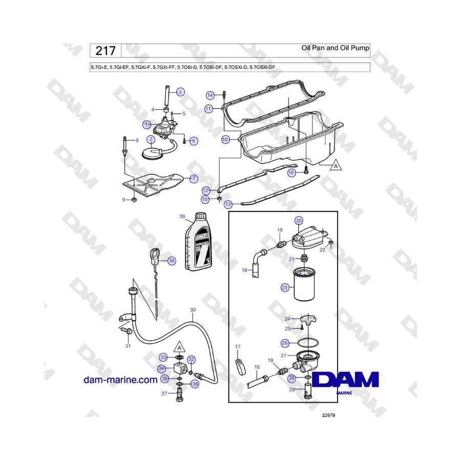 Volvo Penta 5.7Gi-E, 5.7Gi-EF, 5.7GXi-F, 5.7GXi-FF - Oil Pan and Oil Pump 