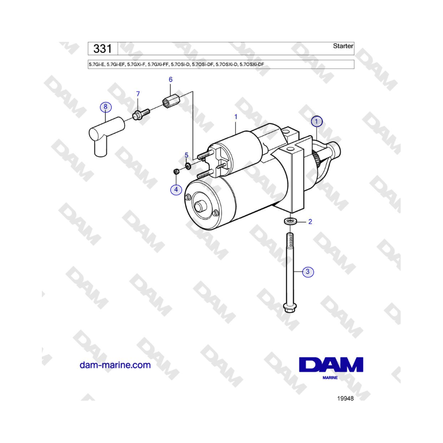 Volvo Penta 5.7Gi-E, 5.7Gi-EF, 5.7GXi-F, 5.7GXi-FF - Starter