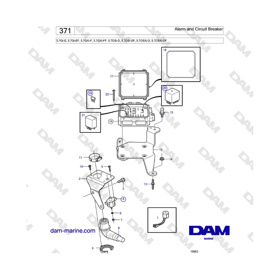 Volvo Penta 5.7Gi-E, 5.7Gi-EF, 5.7GXi-F, 5.7GXi-FF - Alarm and Circuit Breaker