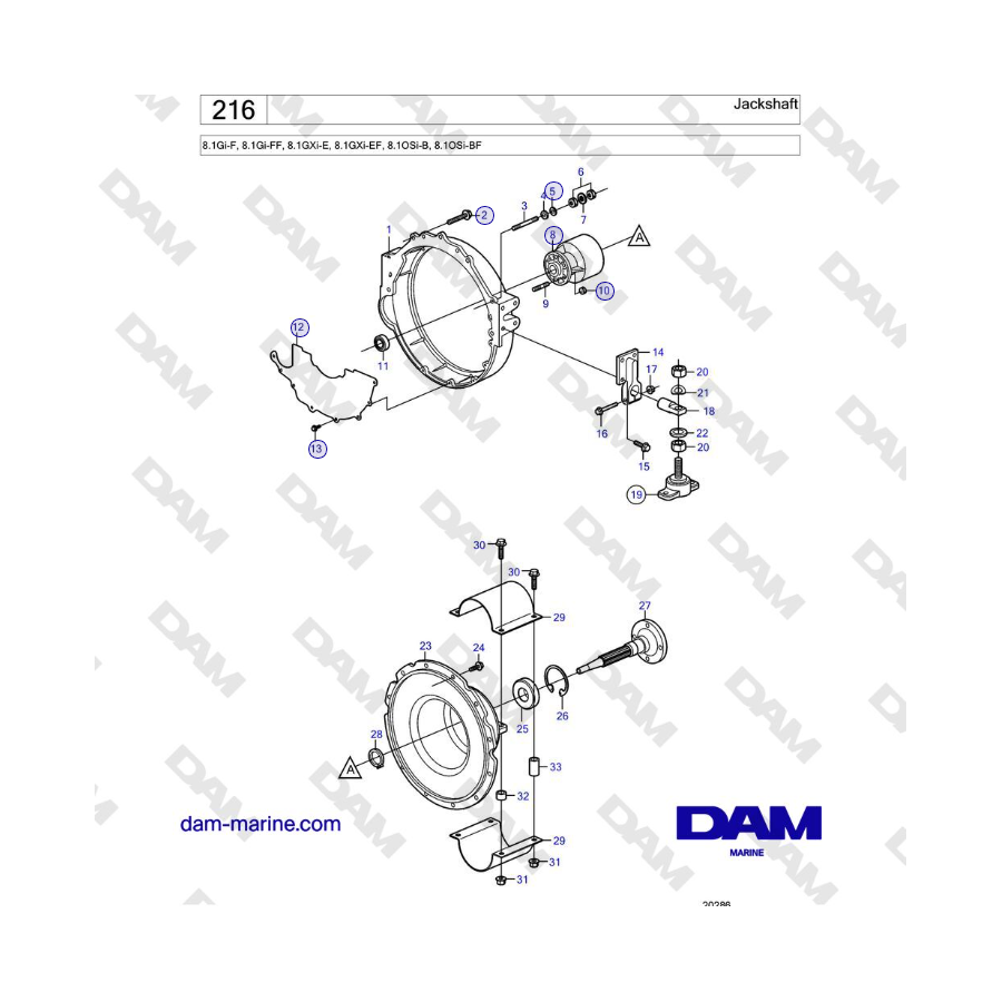 Volvo Penta 8.1Gi-F, 8.1Gi-FF, 8.1GXi-E, 8.1GXi-EF, 8.1OSi-B, 8.1OSi-BF - Jackshaft