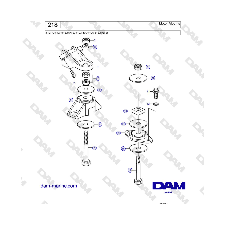 Volvo Penta 8.1Gi-F, 8.1Gi-FF, 8.1GXi-E, 8.1GXi-EF, 8.1OSi-B, 8.1OSi-BF - Motor Mounts