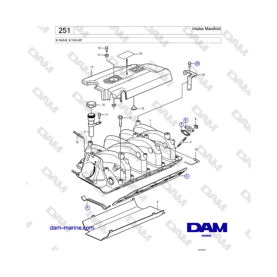 Volvo Penta 8.1GXi-E, 8.1GXi-EF - Intake Manifold