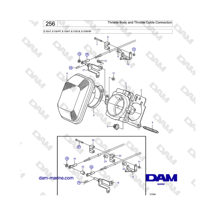 Volvo Penta 8.1Gi-F, 8.1Gi-FF, 8.1GiI-F, 8.1OSi-B, 8.1OSi-BF - Throttle ...