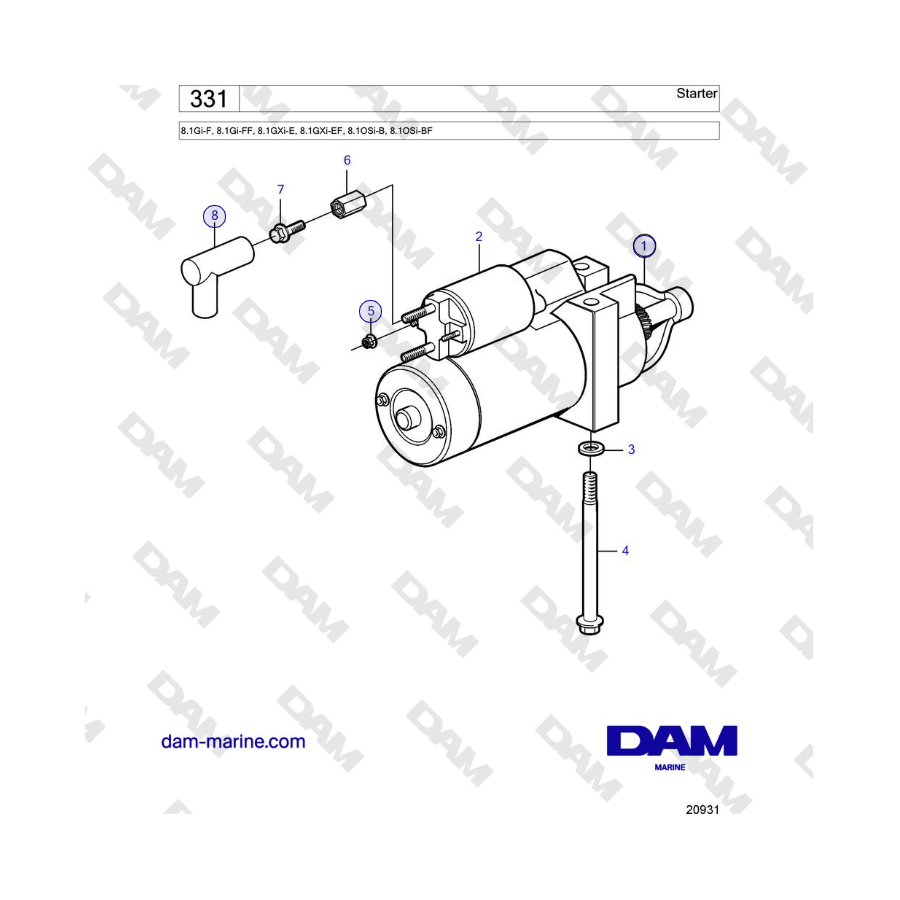 Volvo Penta 8.1Gi-F, 8.1Gi-FF, 8.1GXi-E, 8.1GXi-EF - Starter