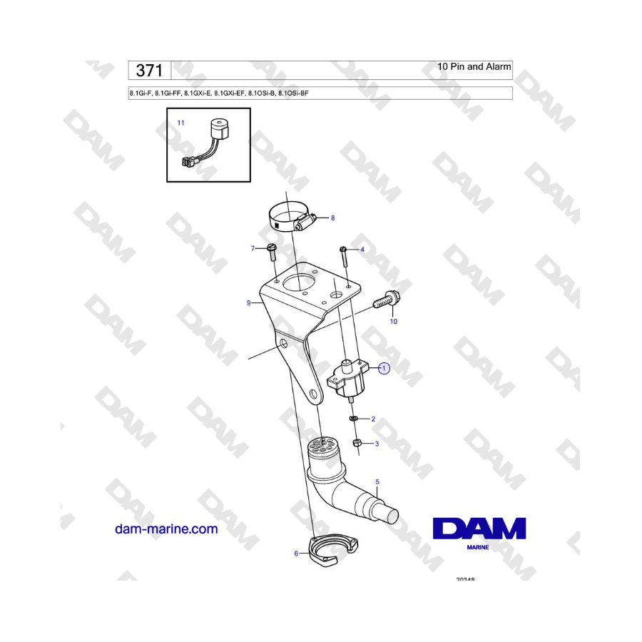 Volvo Penta 8.1Gi-F, 8.1Gi-FF, 8.1GXi-E, 8.1GXi-EF, 8.1OSi-B, 8.1OSi-BF - 10 Pin and Alarm