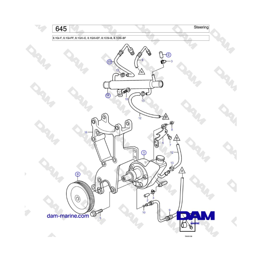 Volvo Penta 8.1Gi-F, 8.1Gi-FF, 8.1GXi-E, 8.1GXi-EF, 8.1OSi-B, 8.1OSi-BF - Steering