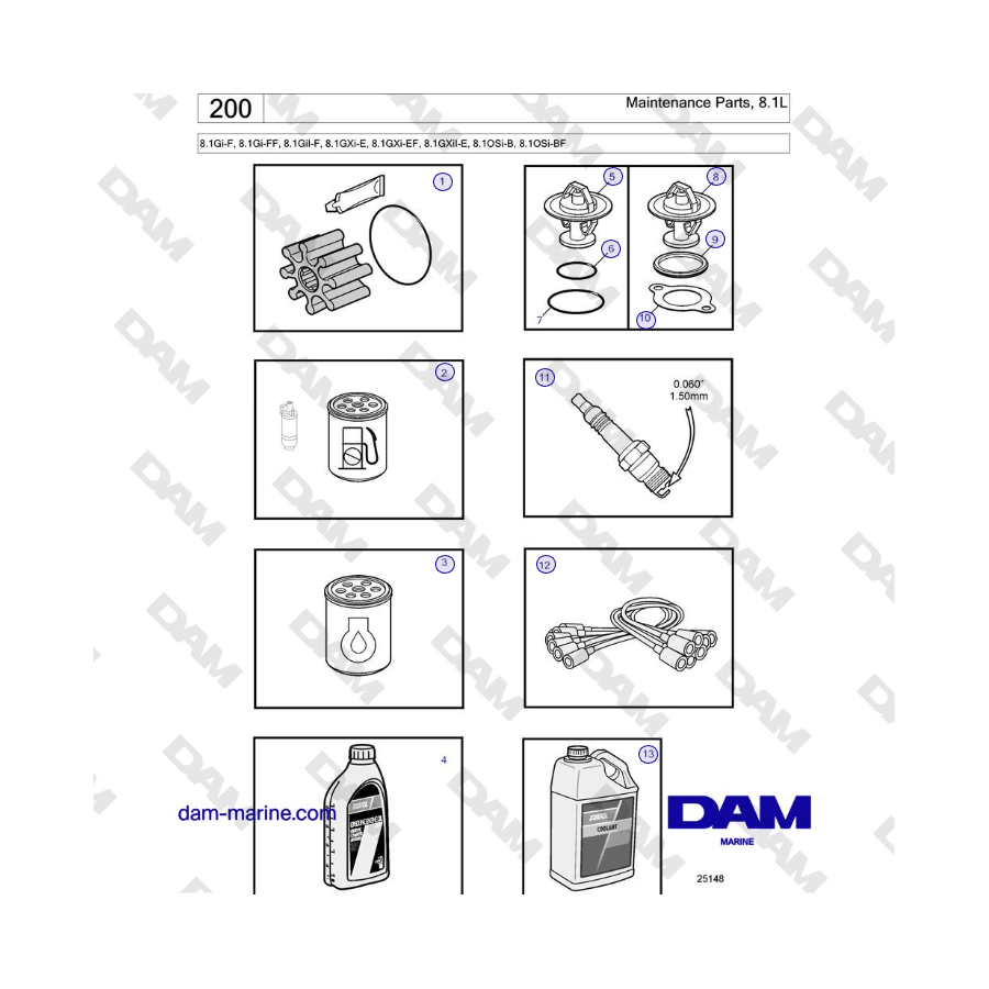 Volvo Penta 8.1Gi-G, 8.1Gi-GF, 8.1GXi-F, 8.1GXi-FF - Maintenance Parts, 8.1L