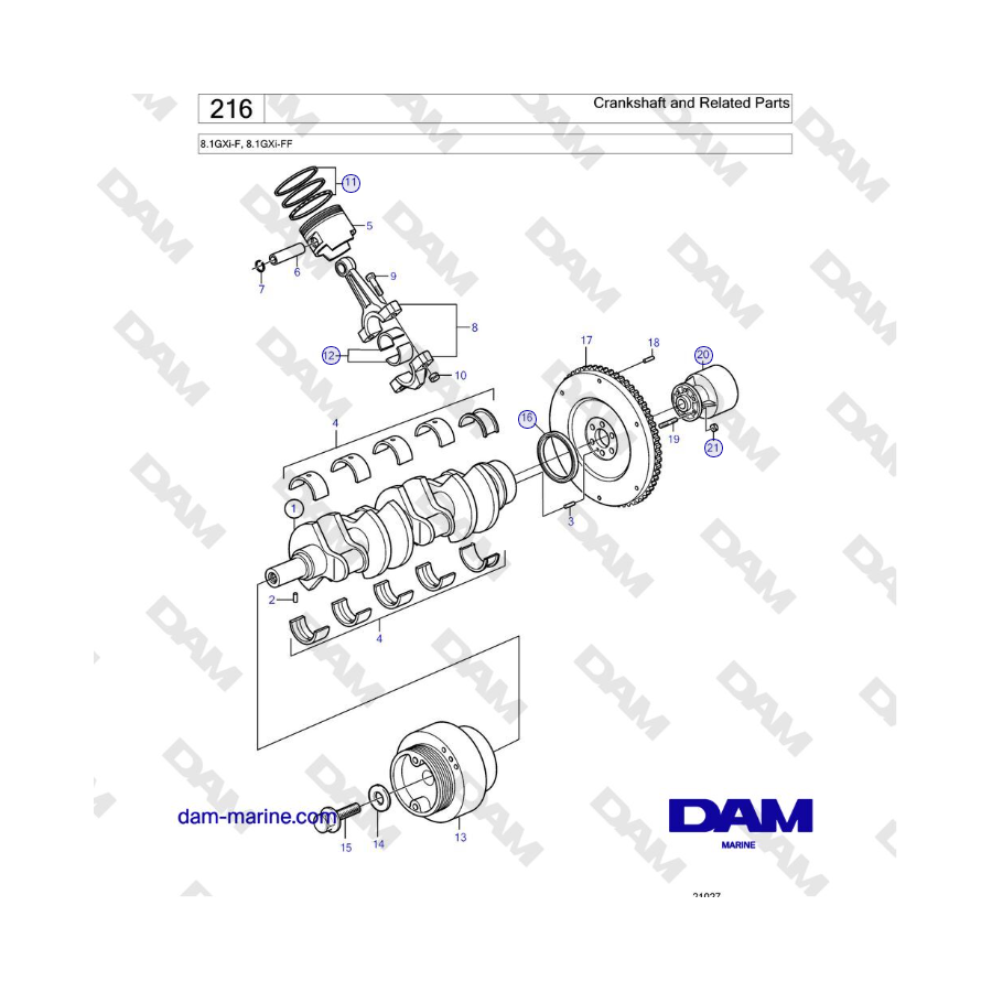 Volvo Penta 8.1GXi-F, 8.1GXi-FF - Crankshaft and Related Parts