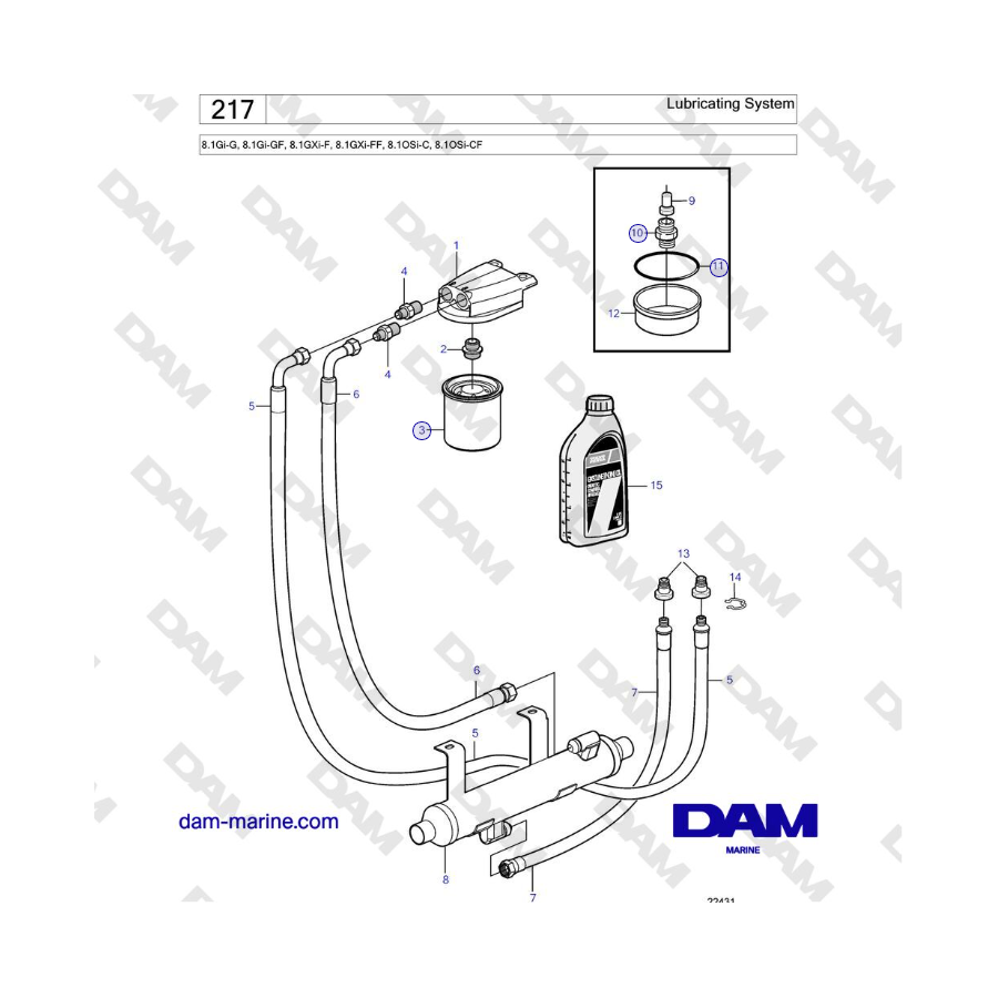 Volvo Penta 8.1Gi-G, 8.1Gi-GF, 8.1GXi-F, 8.1GXi-FF - Lubricating System