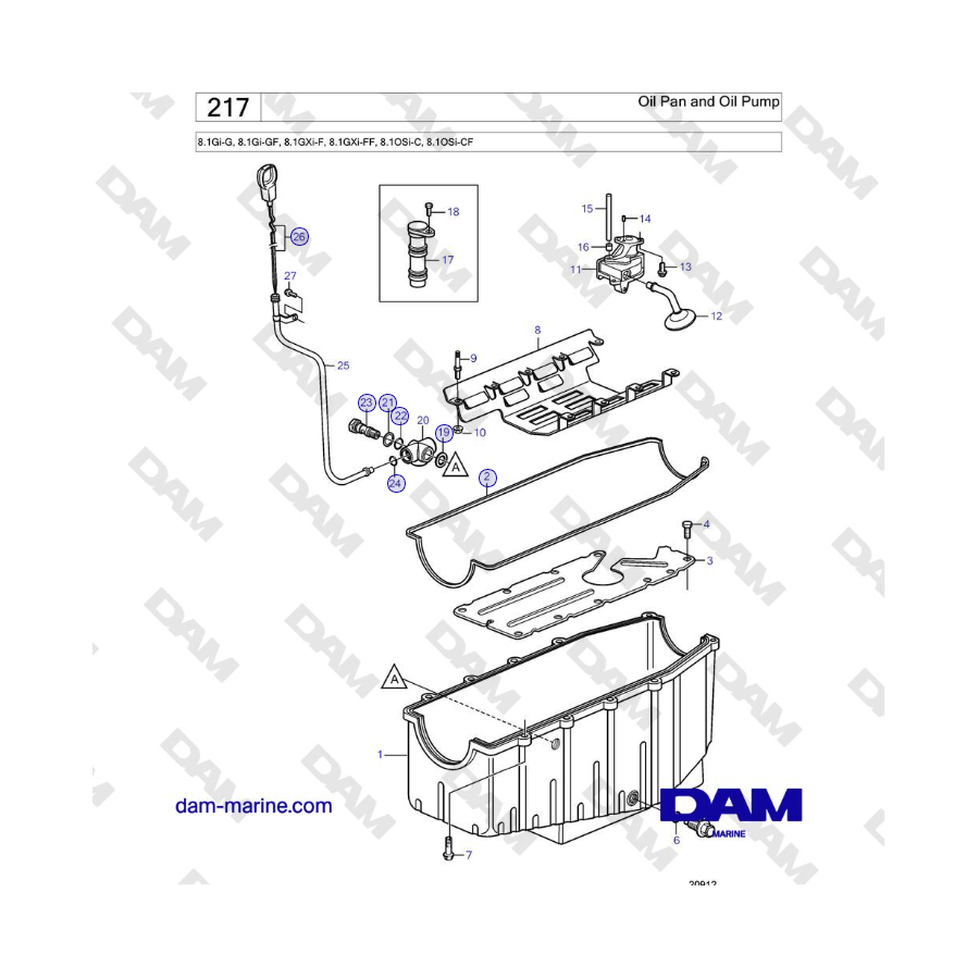 Volvo Penta 8.1Gi-G, 8.1Gi-GF, 8.1GXi-F, 8.1GXi-FF - Oil Pan and Oil Pump