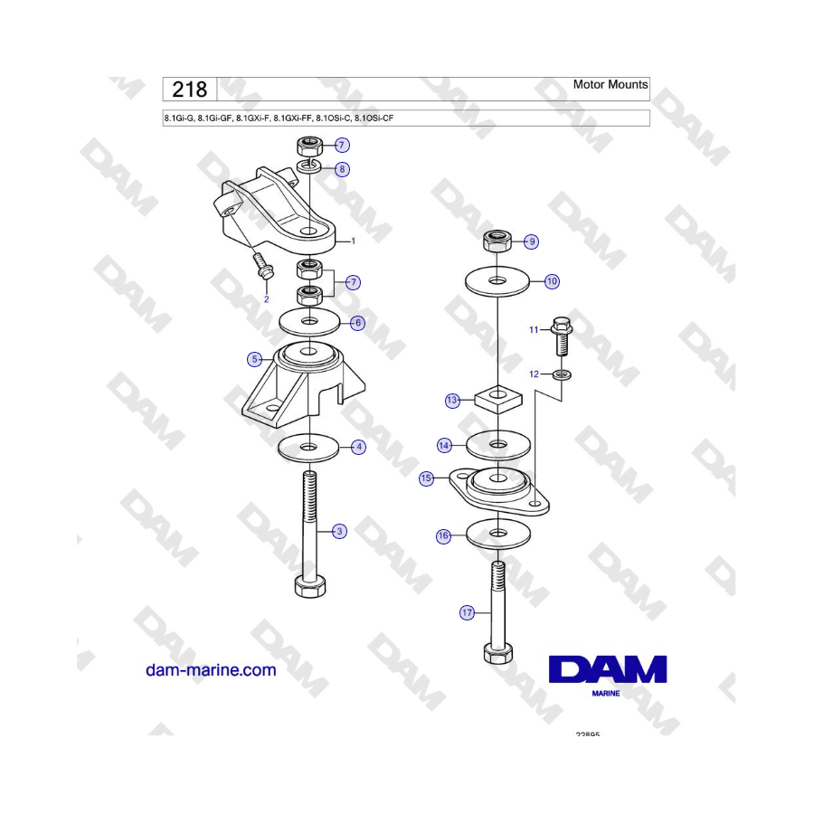 Volvo Penta 8.1Gi-G, 8.1Gi-GF, 8.1GXi-F, 8.1GXi-FF - Motor Mounts