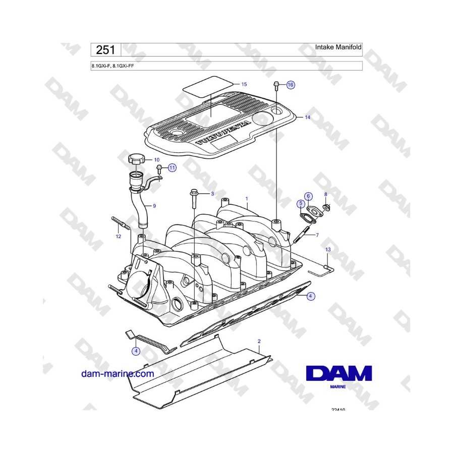 Volvo Penta 8.1GXi-F, 8.1GXi-FF - Intake Manifold