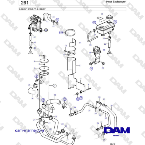 Volvo Penta 8.1Gi-GF, 8.1GXi-FF, 8.1OSi-CF - Heat Exchanger