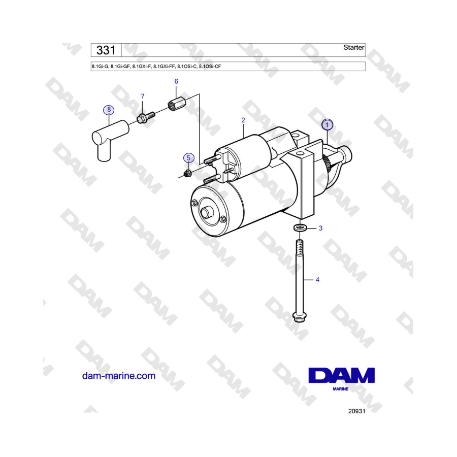 Volvo Penta 8.1Gi-G, 8.1Gi-GF, 8.1GXi-F, 8.1GXi-FF - Starter 