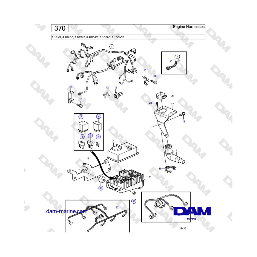 Volvo Penta 8.1Gi-G, 8.1Gi-GF, 8.1GXi-F, 8.1GXi-FF - Engine Harnesses 