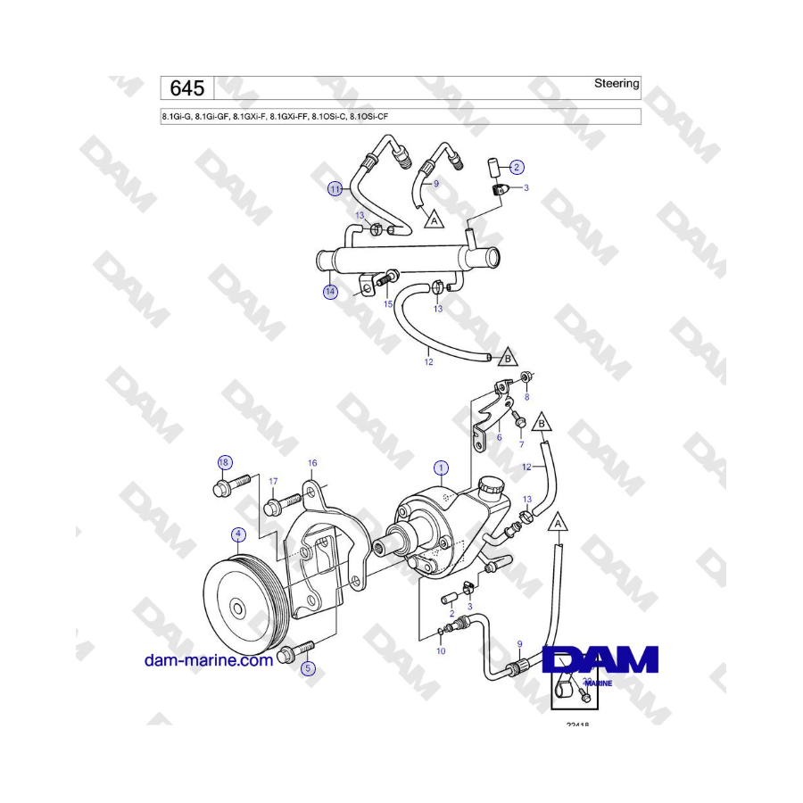 Volvo Penta 8.1Gi-G, 8.1Gi-GF, 8.1GXi-F, 8.1GXi-FF - Steering 