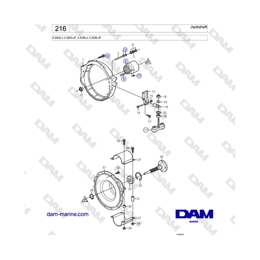 Volvo Penta 4.3GXi-J, 4.3GXi-JF, 4.3OSi-J, 4.3OSi-JF - Jackshaft 