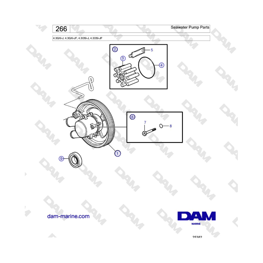 Volvo Penta 4.3GXi-J, 4.3GXi-JF, 4.3OSi-J, 4.3OSi-JF - Seawater Pump Parts