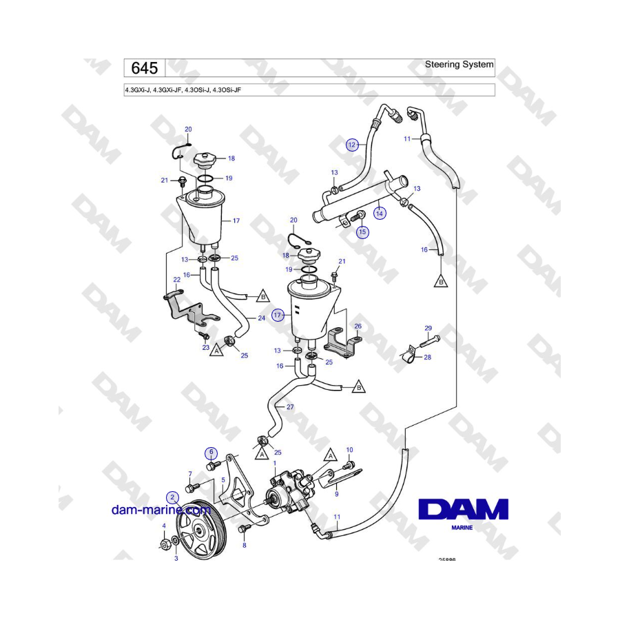 Volvo Penta 4.3GXi-J, 4.3GXi-JF, 4.3OSi-J, 4.3OSi-JF - Steering System