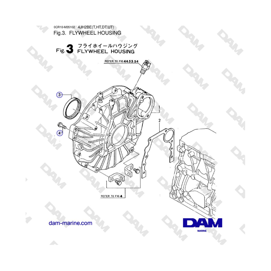 Yanmar 4JH2-DTE, 4JH2-STE, 4JH2-HTE, 4JH2-E - FLYWHEEL HOUSING