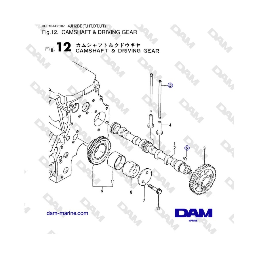 Yanmar 4JH2-DTE, 4JH2-STE, 4JH2-HTE, 4JH2-E - CAMSHAFT & DRIVING GEAR