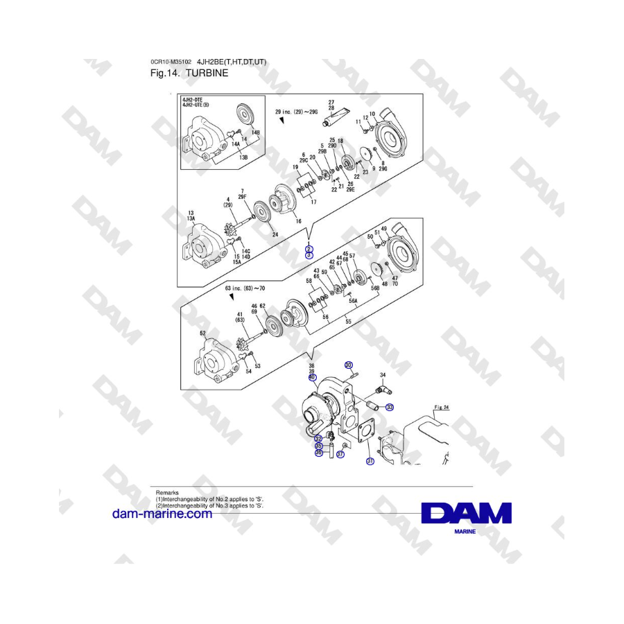 Yanmar 4JH2-DTE, 4JH2-STE, 4JH2-HTE, 4JH2-E - TURBINE