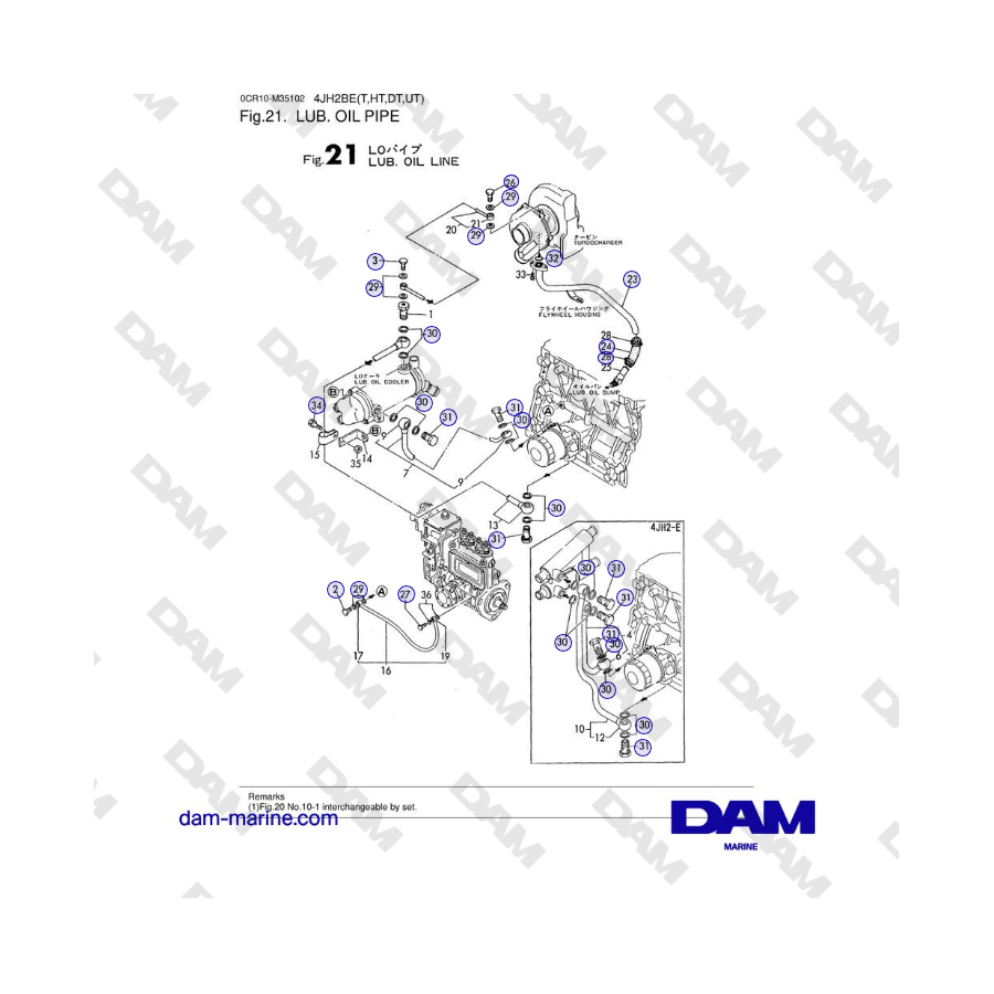 Yanmar 4JH2-DTE, 4JH2-STE, 4JH2-HTE, 4JH2-E -  LUB. OIL PIPE