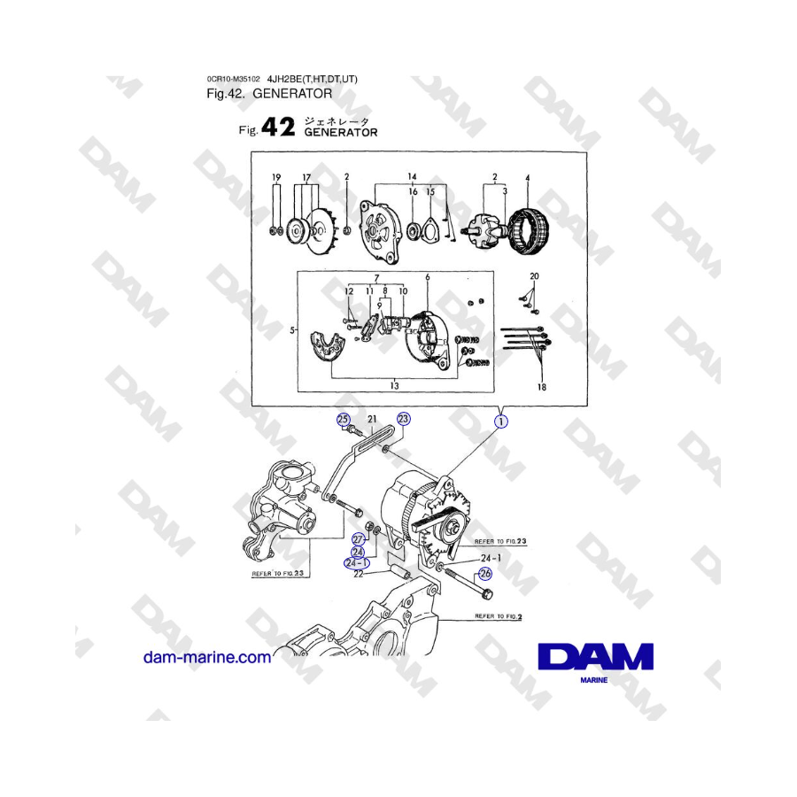 Yanmar 4JH2-DTE, 4JH2-UTE, 4JH2-HTE, 4JH2-E - GENERATOR