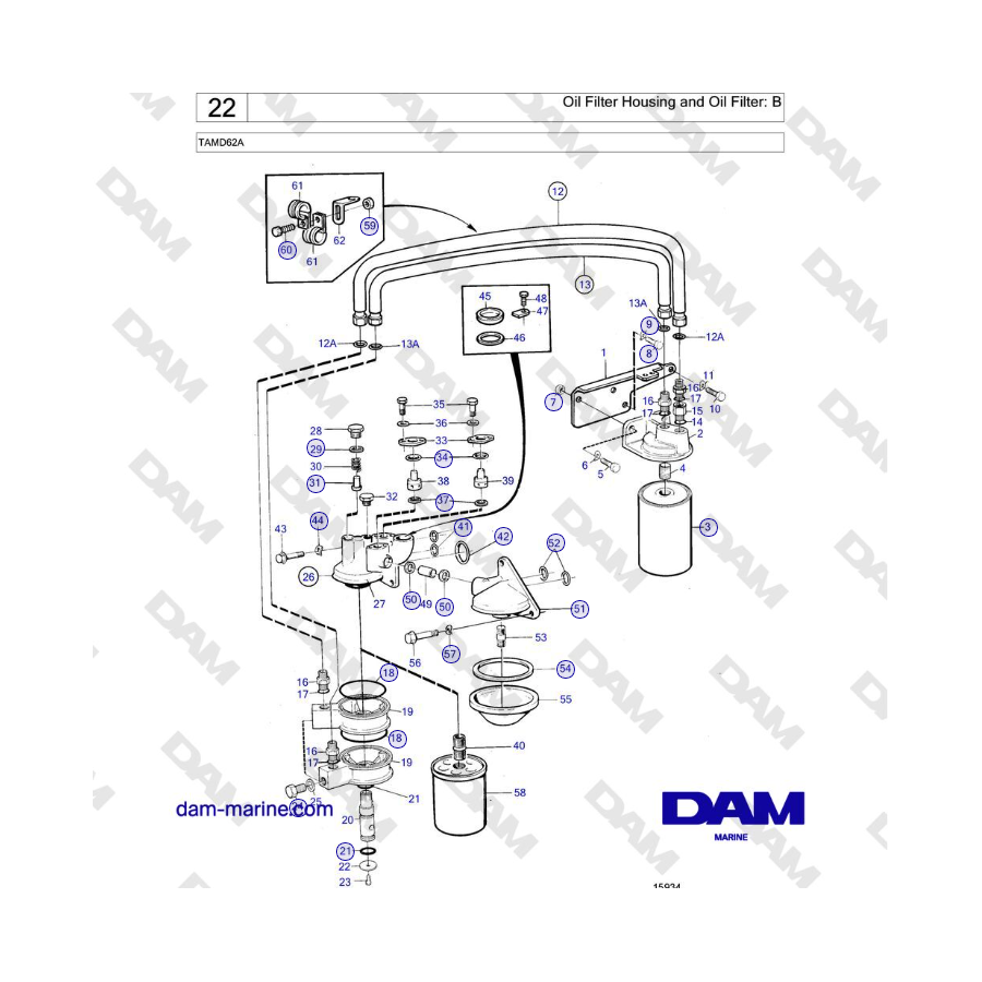 Volvo Penta TAMD62A - Oil Filter Housing and Oil Filter: B 