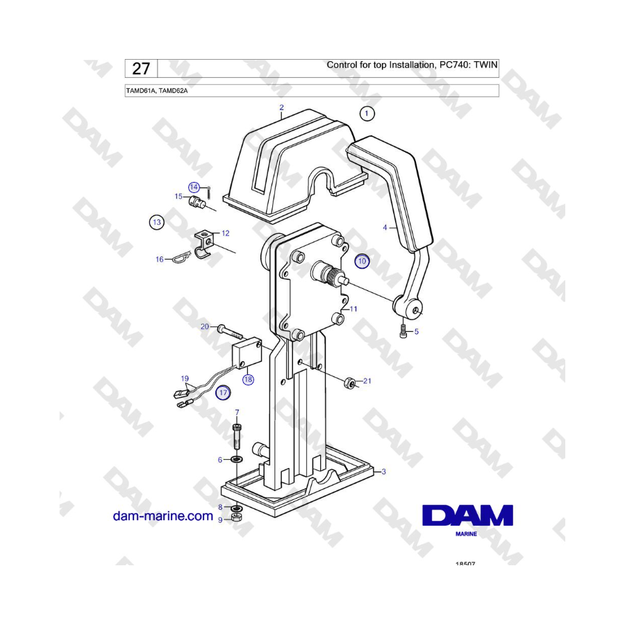 Volvo Penta TAMD61A, TAMD62A - Control for top Installation, PC740: TWIN