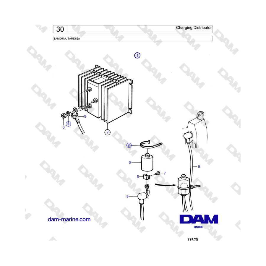 Volvo Penta TAMD61A, TAMD62A - Charging Distributor