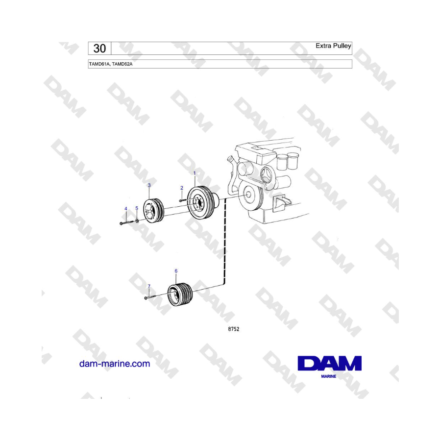 Volvo Penta TAMD61A, TAMD62A - Extra Pulley