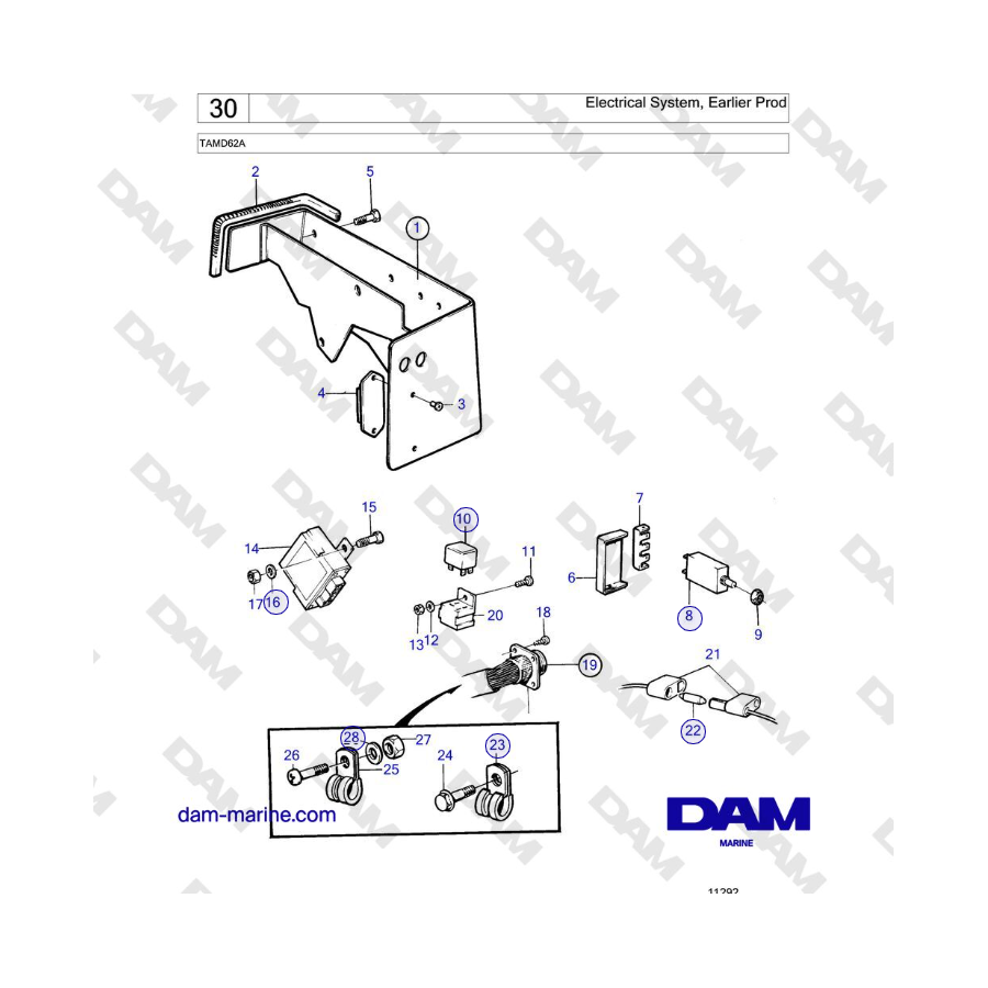 Volvo Penta TAMD62A - Electrical System, Earlier Prod