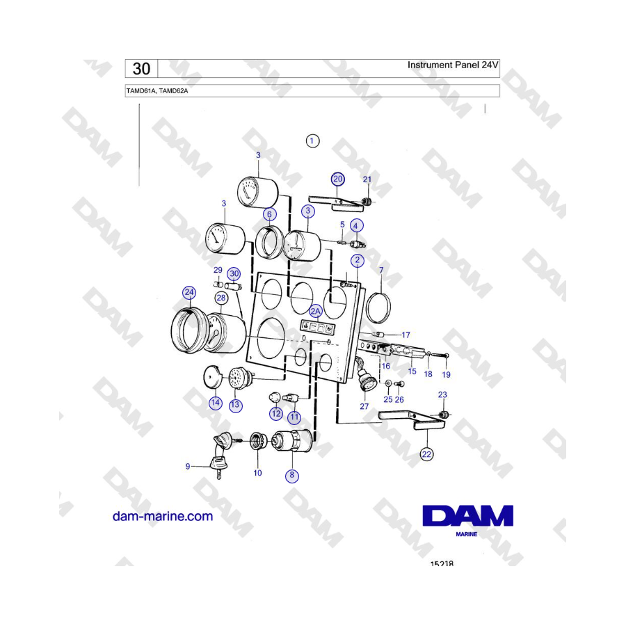 Volvo Penta TAMD61A, TAMD62A - Instrument Panel 24V