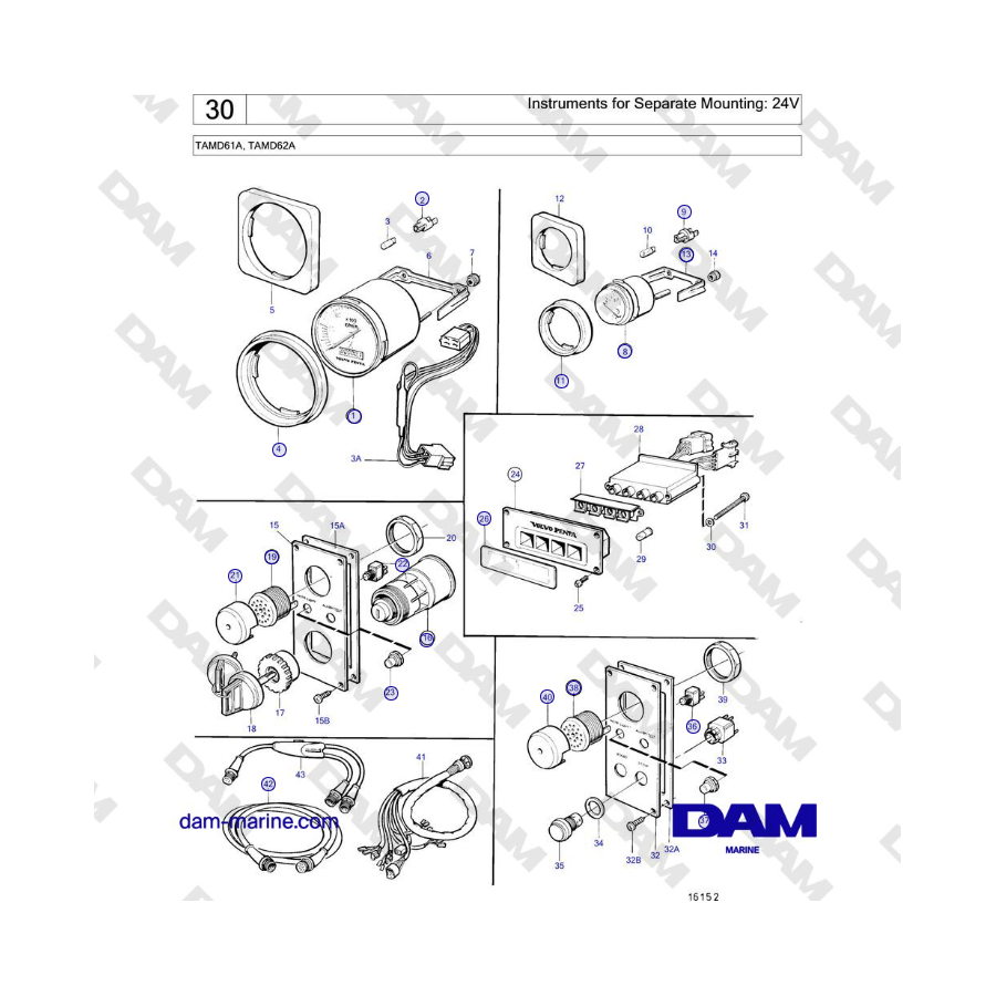 Volvo Penta TAMD61A, TAMD62A - Instruments for Separate Mounting: 24V