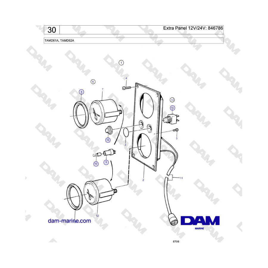 Volvo Penta TAMD61A, TAMD62A - Extra Panel 12V/24V: 846786