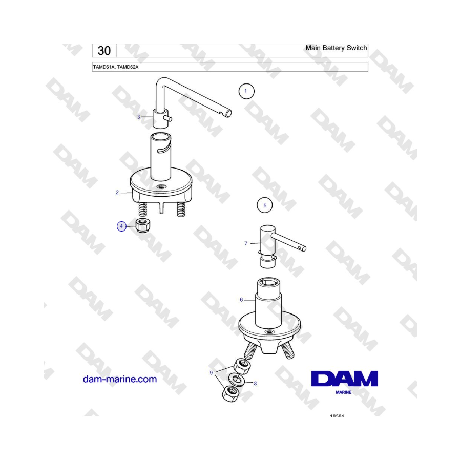 Volvo Penta TAMD61A, TAMD62A - Main Battery Switch 