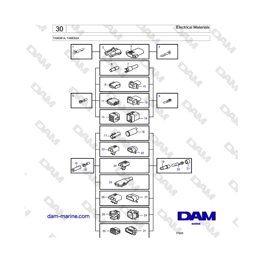 Volvo Penta TAMD61A, TAMD62A - Electrical Materials 