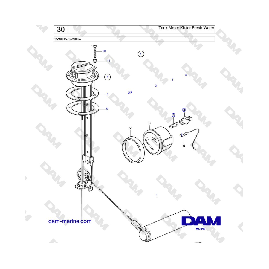 Volvo Penta TAMD61A, TAMD62A - Tank Meter Kit for Fresh Water