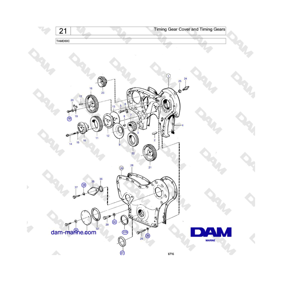 Volvo Penta TAMD60C - Timing Gear Cover and Timing Gears