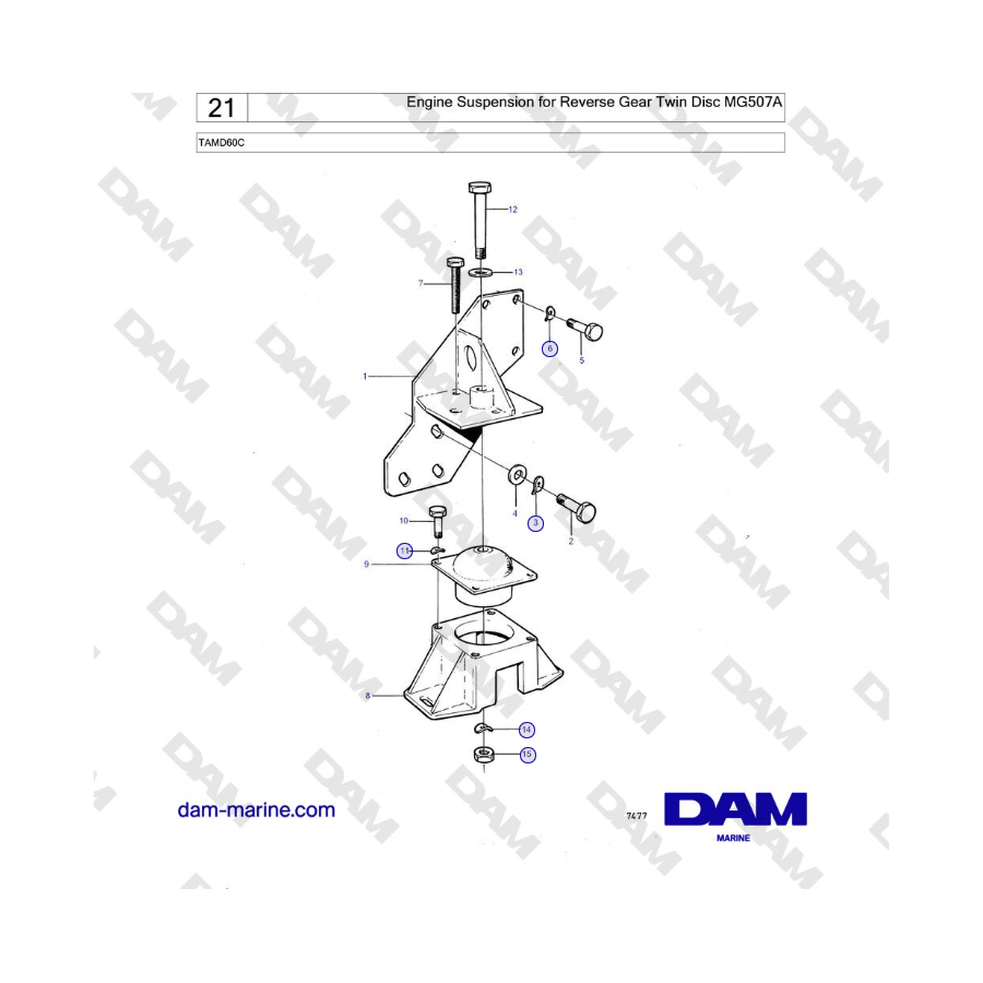 Volvo Penta TAMD60C - Engine Suspension for Reverse Gear Twin Disc MG507A 