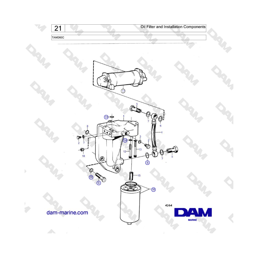 Volvo Penta TAMD60C - Oil Filter and Installation Components 