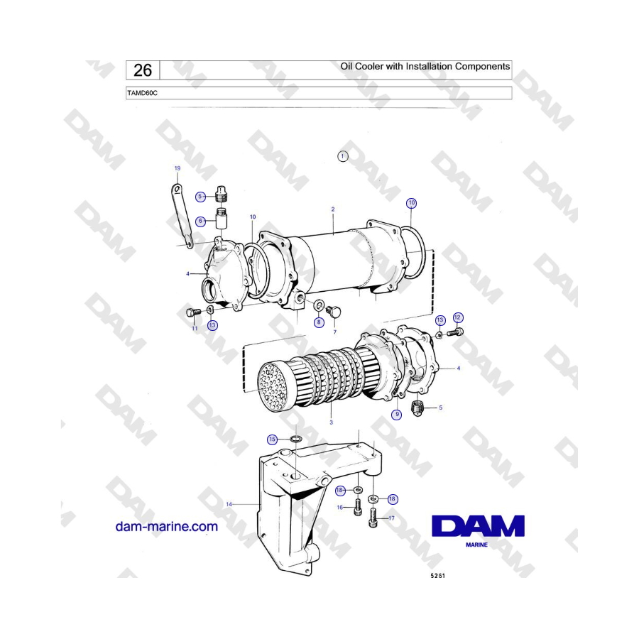 Volvo Penta TAMD60C - Oil Cooler with Installation Components