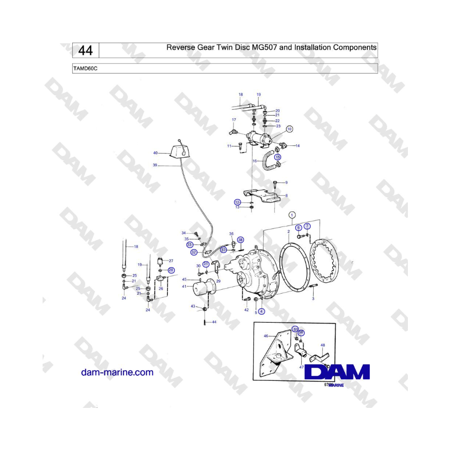 Volvo Penta TAMD60C - Reverse Gear Twin Disc MG507 and Installation Components