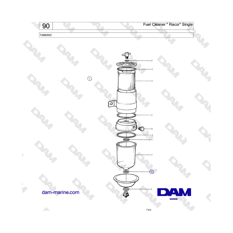 Volvo Penta TAMD60C - Fuel Cleaner '' Racor'' Single