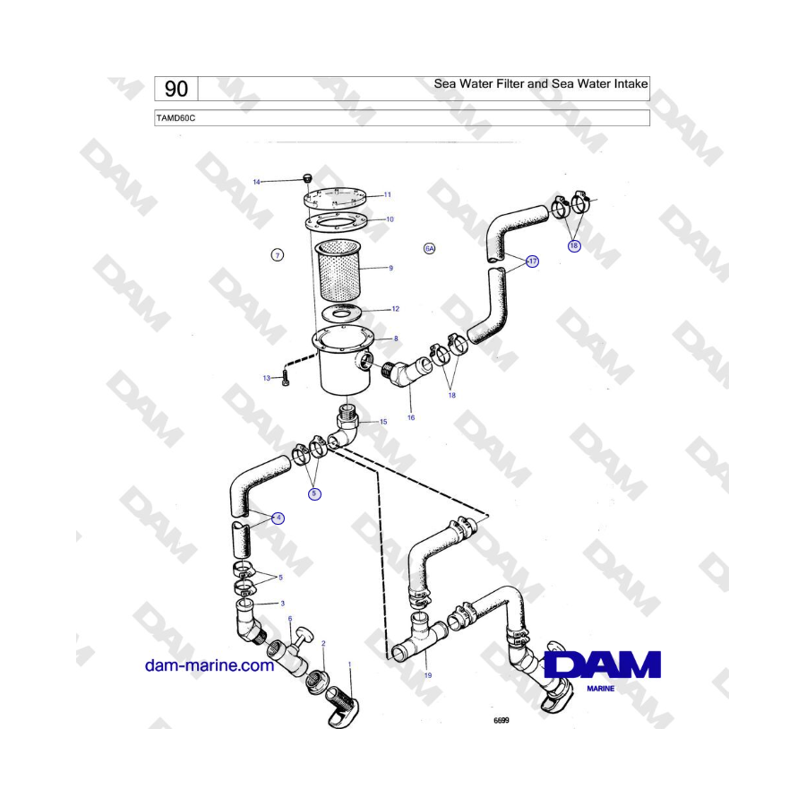 Volvo Penta TAMD60C - Sea Water Filter and Sea Water Intake